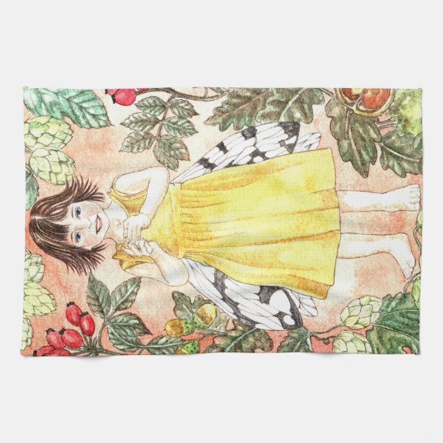 Cute Autumn Fairy Kitchen Towel Geschirrtuch (Horizontal)