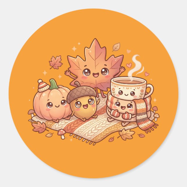 Cute Autumn Friends Sticker Sheet (Vorderseite)