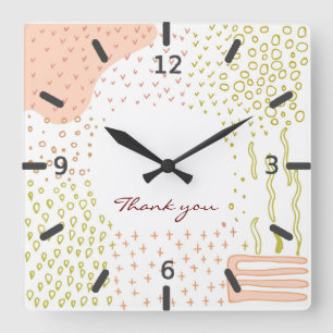 cute autumn geometric fufuristic abstract graphic quadratische wanduhr