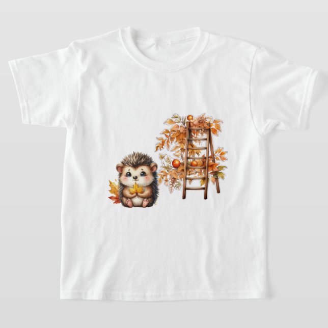 Cute Autumn Hedgehog with Harvest Ladder Illustrat T-Shirt (Ablage )