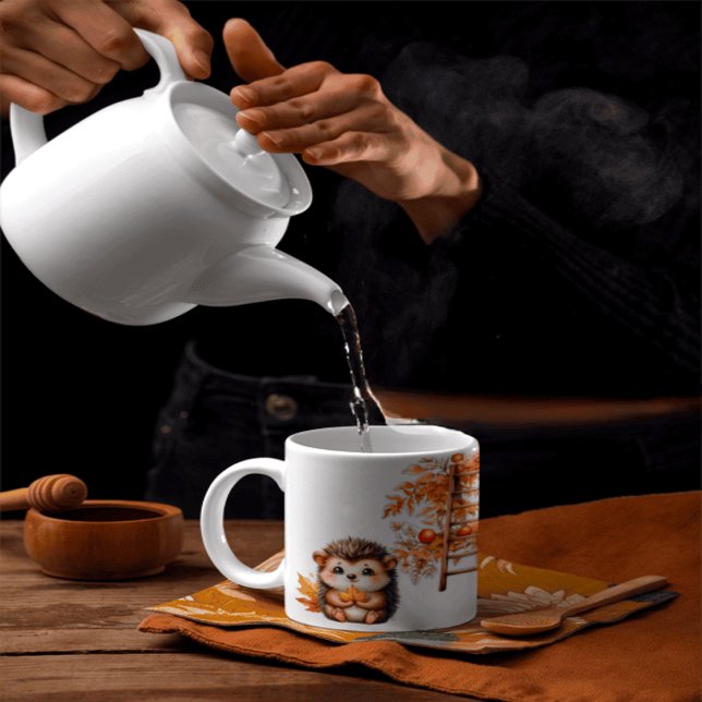 Cute Autumn Hedgehog with Harvest Ladder Illustrat Tasse (Von Creator hochgeladen)