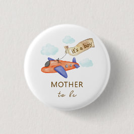 Cute Aviator Airplane Mother To Be Baby Shower Button