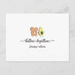 Cute Avocado and Toast Better Together Personalize Postkarte