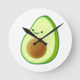 Cute Avocado Drawing Runde Wanduhr