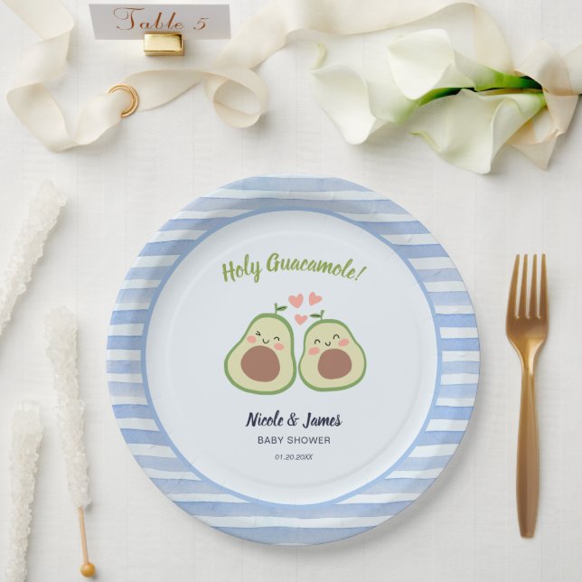 Cute Avocado Gender Neutral Twins Baby Shower Pappteller (Hochzeit)