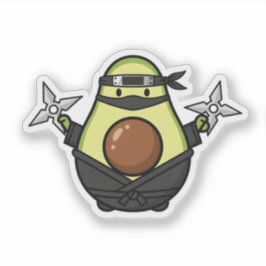 Cute Avocado Ninja Shuriken Warrior Illustration Aufkleber