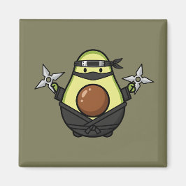 Cute Avocado Ninja Shuriken Warrior Illustration Magnet