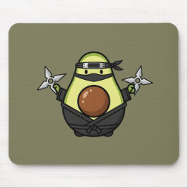 Cute Avocado Ninja Shuriken Warrior Illustration Mousepad