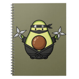 Cute Avocado Ninja Shuriken Warrior Illustration Notizblock