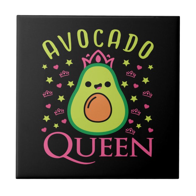 Cute Avocado Queen with Heart Keto Girl Cooking  Fliese (Vorderseite)