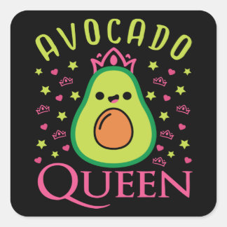 Cute Avocado Queen with Heart Keto Girl Cooking Quadratischer Aufkleber