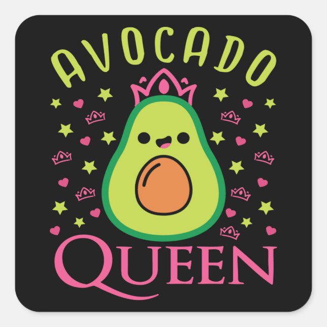 Cute Avocado Queen with Heart Keto Girl Cooking  Quadratischer Aufkleber (Vorderseite)