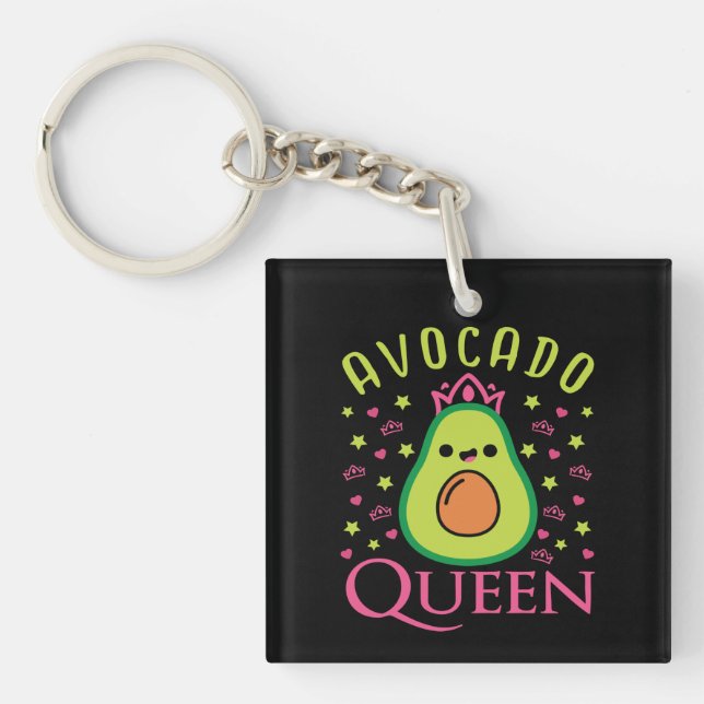 Cute Avocado Queen with Heart Keto Girl Cooking  Schlüsselanhänger (Vorderseite)