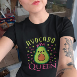 Cute Avocado Queen with Heart Keto Girl Cooking  T-Shirt