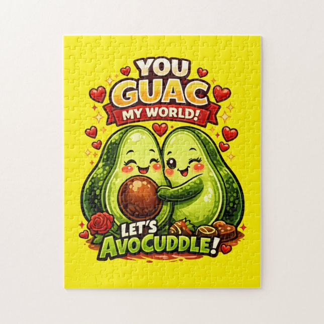 Cute Avocado Valentine’s Love Design, kawaii Love Puzzle (Vertikal)