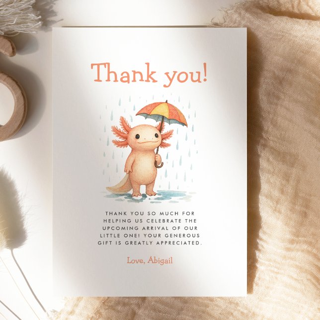 Cute Axolotl Baby Shower Thank You Card Einladung (Von Creator hochgeladen)