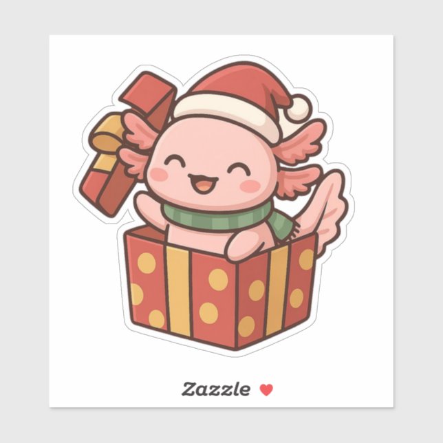 Cute Axolotl Christmas Gift Sticker (Blatt)