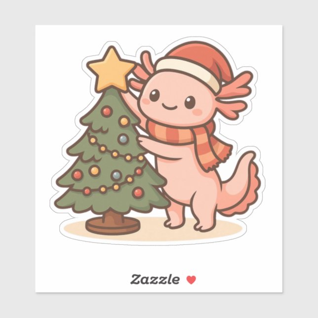 Cute Axolotl Christmas Tree Sticker (Blatt)