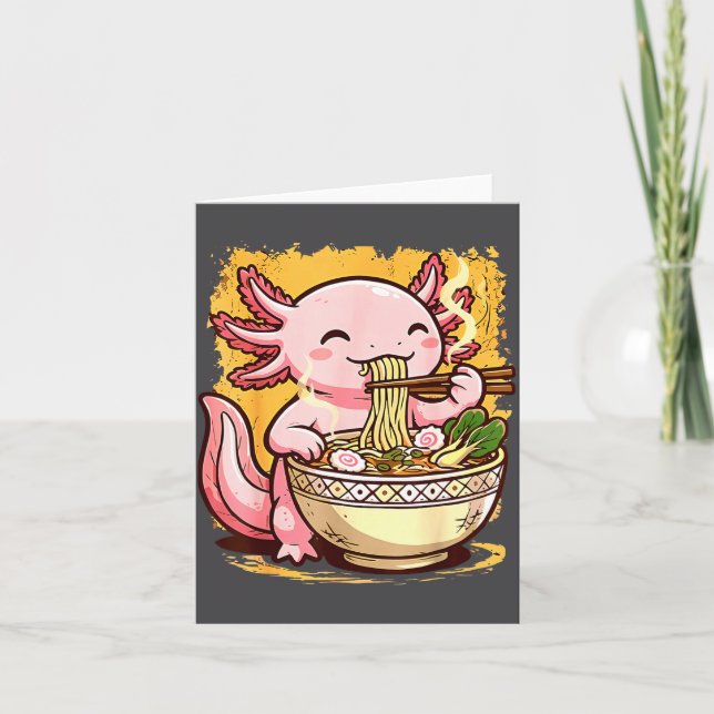 Cute Axolotl Eats Ramen Noodles Axolotls Ramen  Karte (Vorderseite)