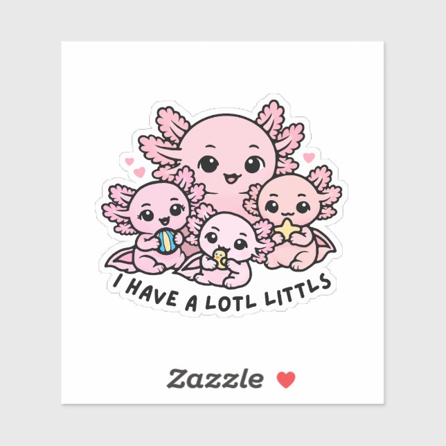 Cute Axolotl Family Lotl Littls Mom Pun Sticker (Blatt)