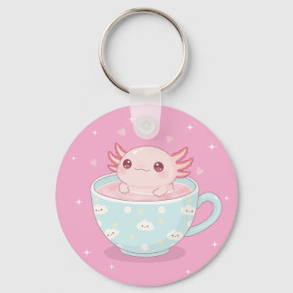 Cute axolotl in a cup schlüsselanhänger