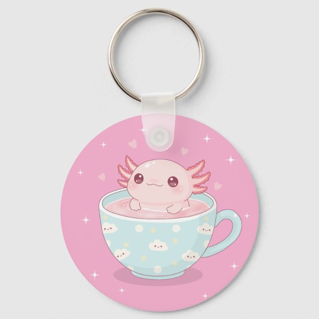 Cute axolotl in a cup schlüsselanhänger (Vorderseite)