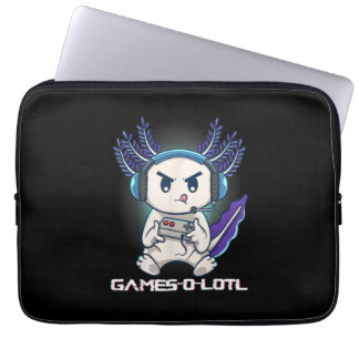 Cute Axolotl Playing Console Video Games Laptopschutzhülle