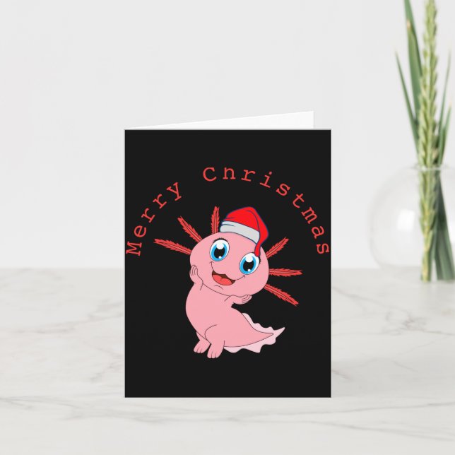 Cute Axolotl Santa Merry Christmas T Shirt  Karte (Vorderseite)