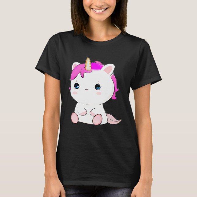 Cute Axolotl Unicorn Cat Illustration T-Shirt (Vorderseite)