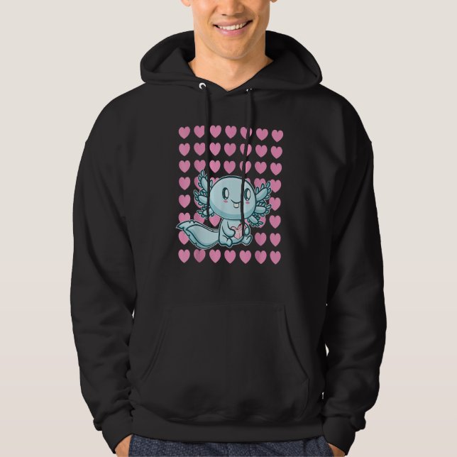 Cute Axolotl Valentine's Day I Love You Alotl Walk Hoodie (Vorderseite)