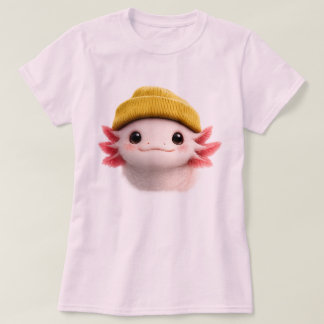 Cute Axolotl Wearing Beanie Retro 90s Design  T-Shirt