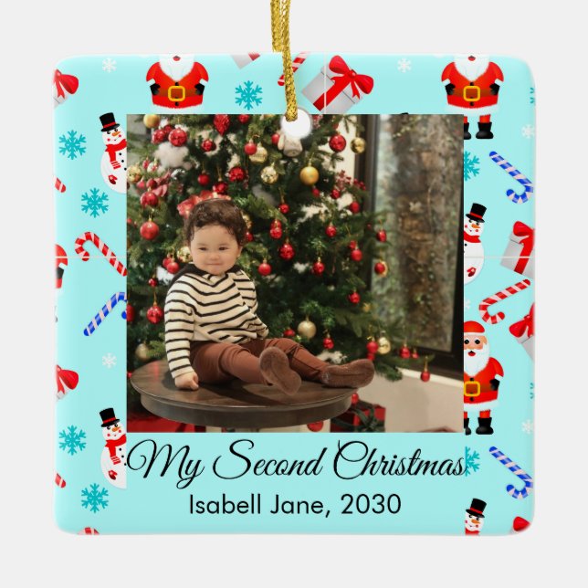 Cute Baby 2nd Christmas Photo Ornament (Vorderseite)