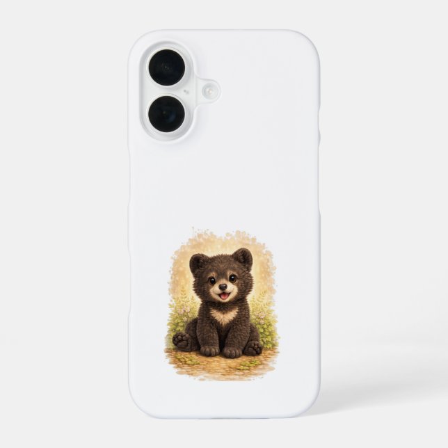 Cute Baby Bear iPhone 16 Case Kawaii Art Hülle (Rückseite)