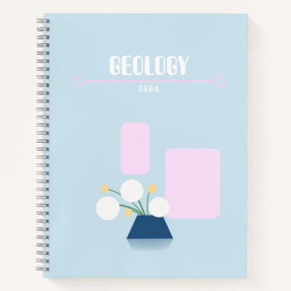 Cute baby blue notebook with geometric flowers  notizbuch