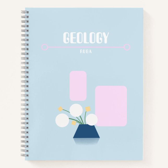 Cute baby blue notebook with geometric flowers  notizbuch (Vorderseite)