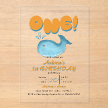 Cute Baby Blue Whale 1st Birthday