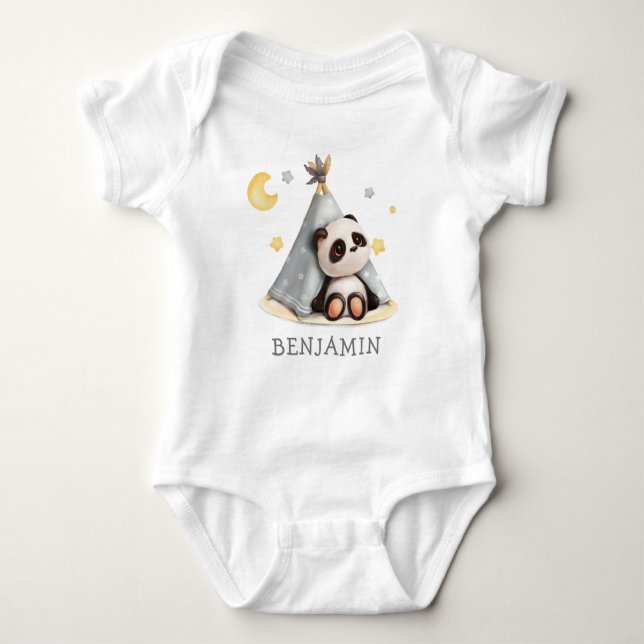 Cute Baby Boho Panda Birthday Strampler (Vorderseite)