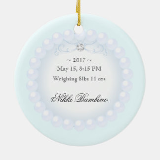 Cute Baby Boy Birth Announcement Pearls Keramik Ornament