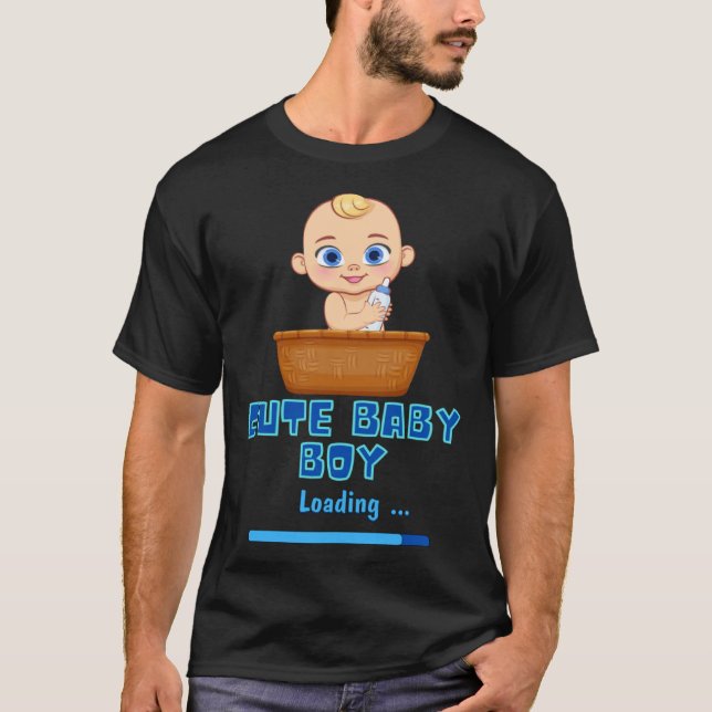 Cute Baby Boy Loading Gender Party Pregnancy It s  T-Shirt (Vorderseite)