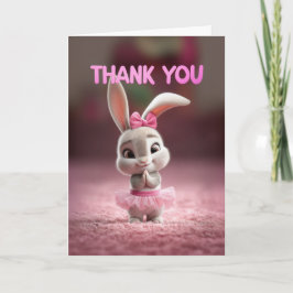 Cute Baby Bunny Girl in Pink Tutu Thank You Karte