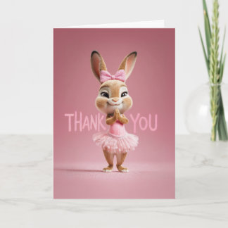 Cute Baby Bunny Girl in Pink Tutu Thank You Karte