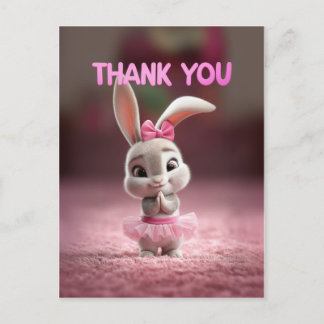 Cute Baby Bunny Girl in Pink Tutu Thank You Postkarte