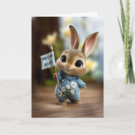 Cute Baby Bunny in Blue Romper Encouragement Karte