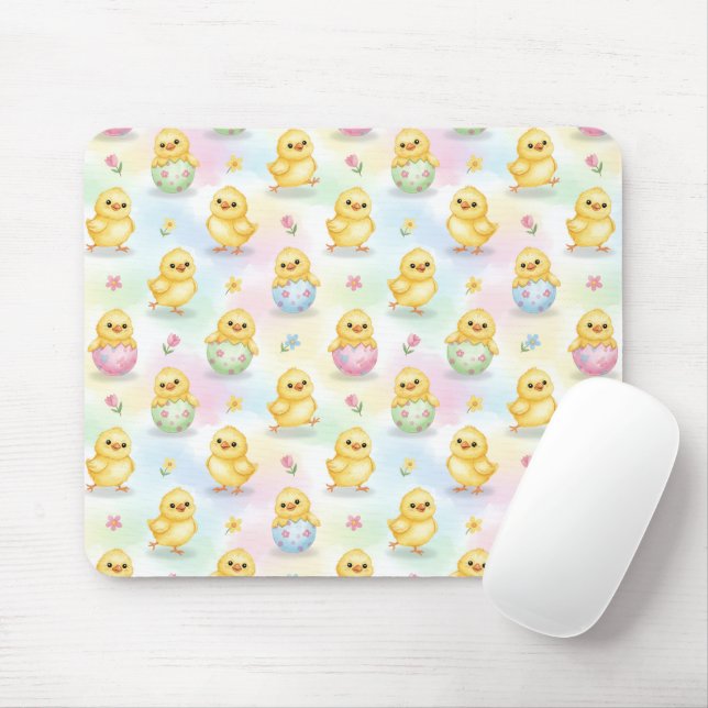 Cute Baby Chick Watercolor Easter Mousepad (Mit Mouse)