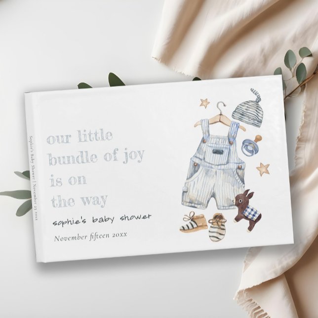 Cute Baby Clothes Essentials Blue Boy Baby Shower Gästebuch (Von Creator hochgeladen)