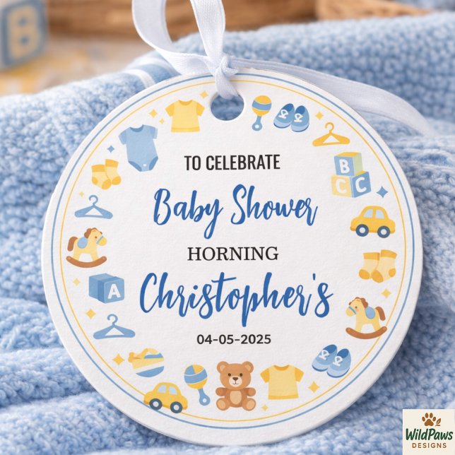 Cute Baby Clothes & Toys Boy Baby Shower Geschenkanhänger (Cute Baby Clothes & Toys Boy Baby Shower Favor Tags
)