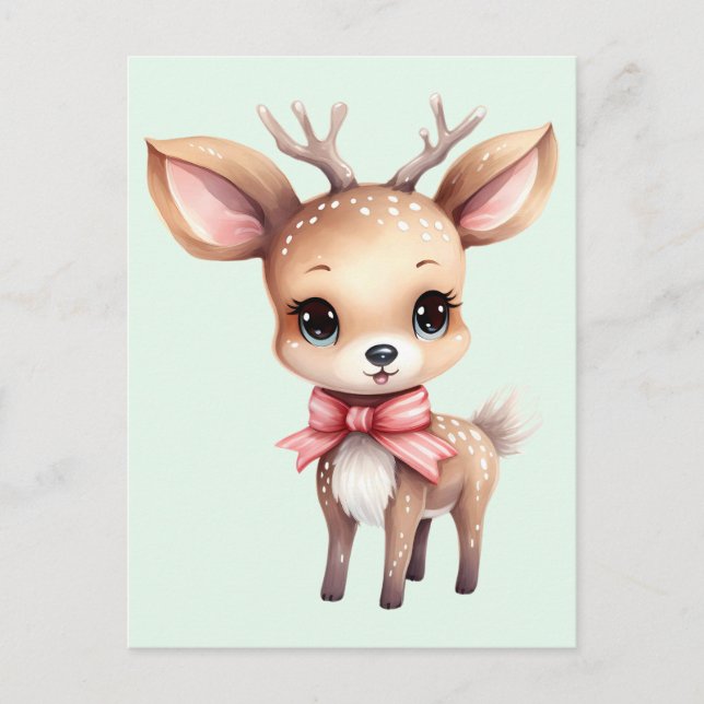 Cute Baby Deer Cartoon Illustration Postkarte (Vorderseite)
