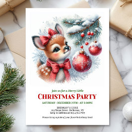 Cute baby deer watercolor Christmas kids invites Einladung
