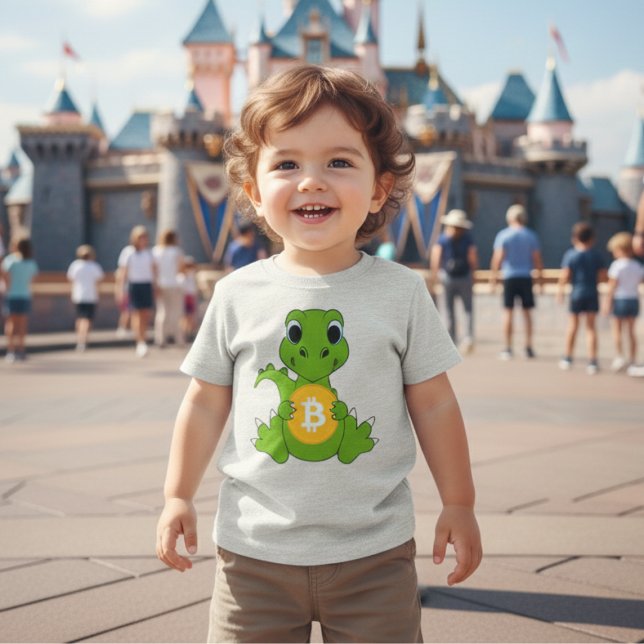 Cute Baby Dinosaur Bitcoin Crypto Graphic Toddler  Baby T-shirt (Von Creator hochgeladen)