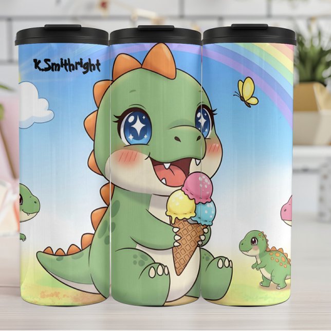  Cute Baby Dinosaur Ice Cream Thermosbecher (Von Creator hochgeladen)